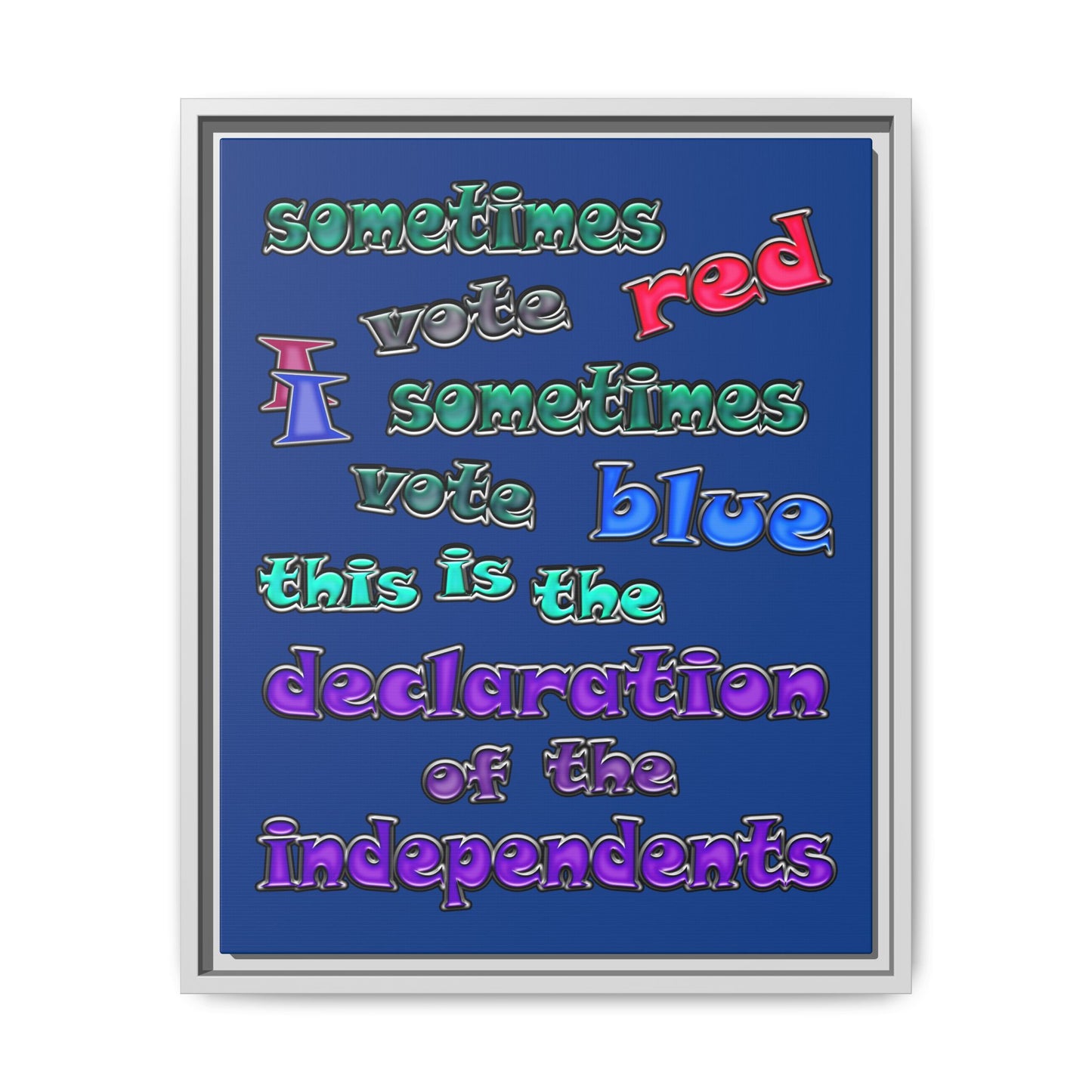 declaration of the independents - framed canvas art (dark blue)