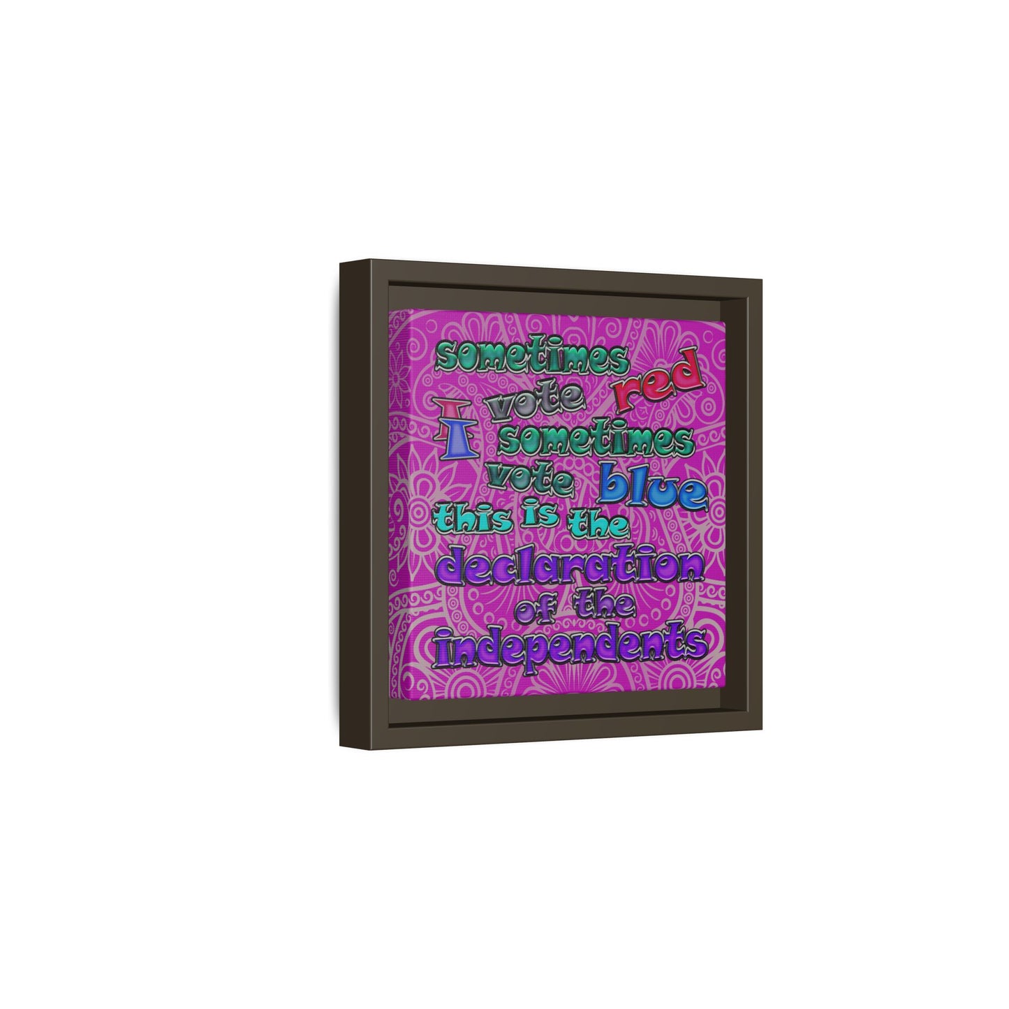 declaration of the independents - framed canvas art (pink swirl)