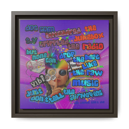 drop the beat - framed canvas art (purple-pink wave)