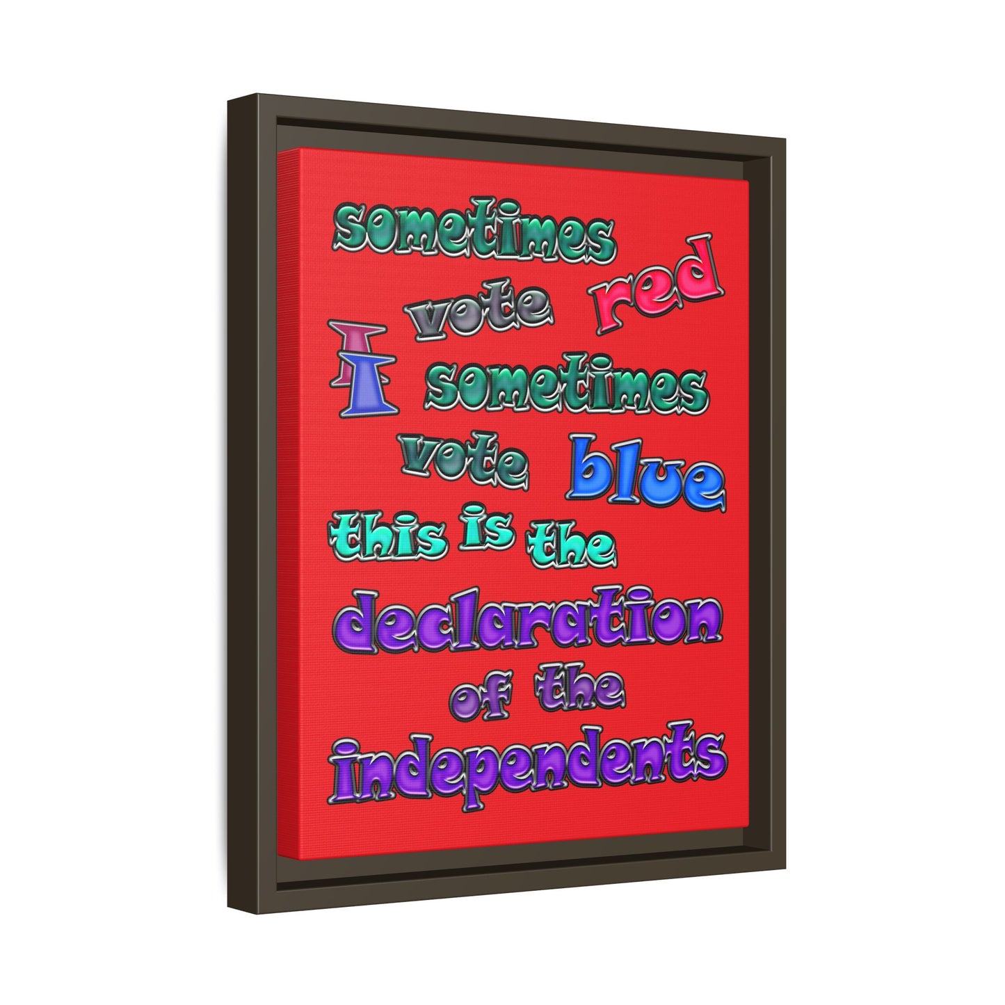declaration of the independents - framed canvas art (red)