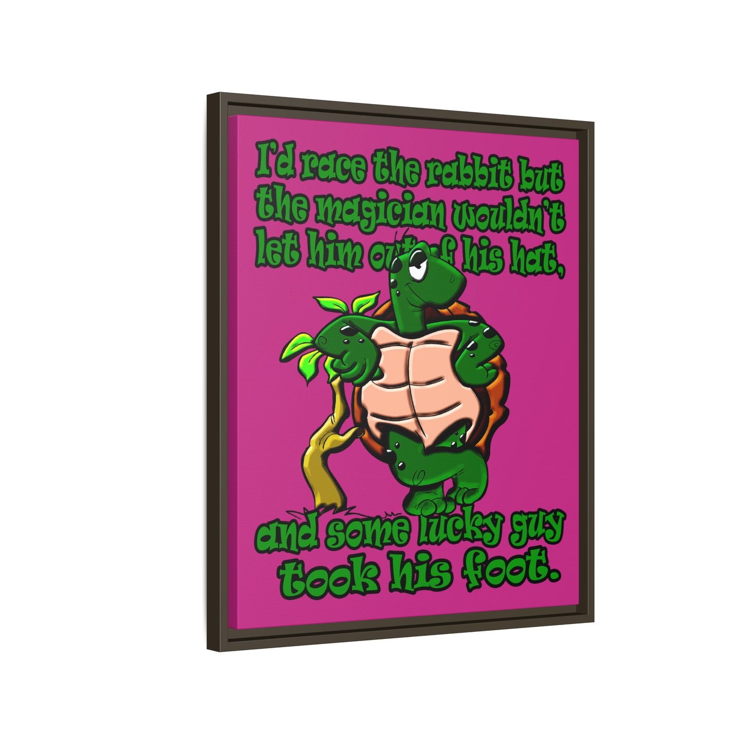 turtle race - framed canvas art (pink)