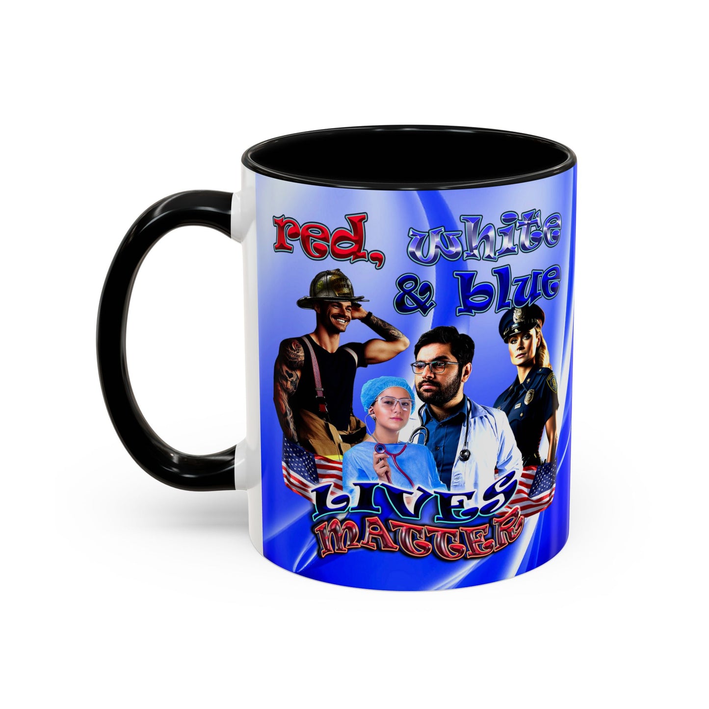 rw&b lives matter - Accent Mug (blue-white wave)