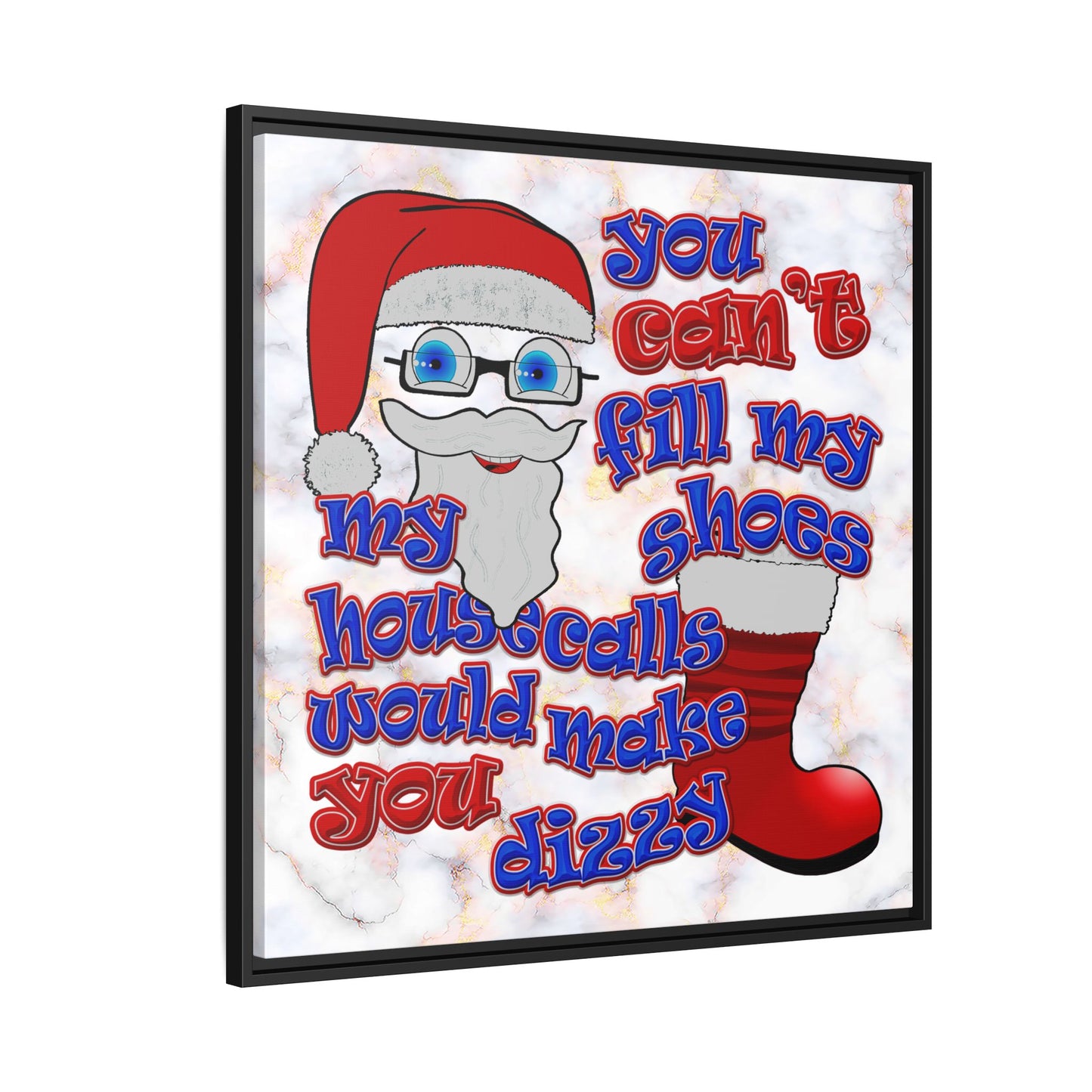 santa's shoes - framed canvas art (white marble)