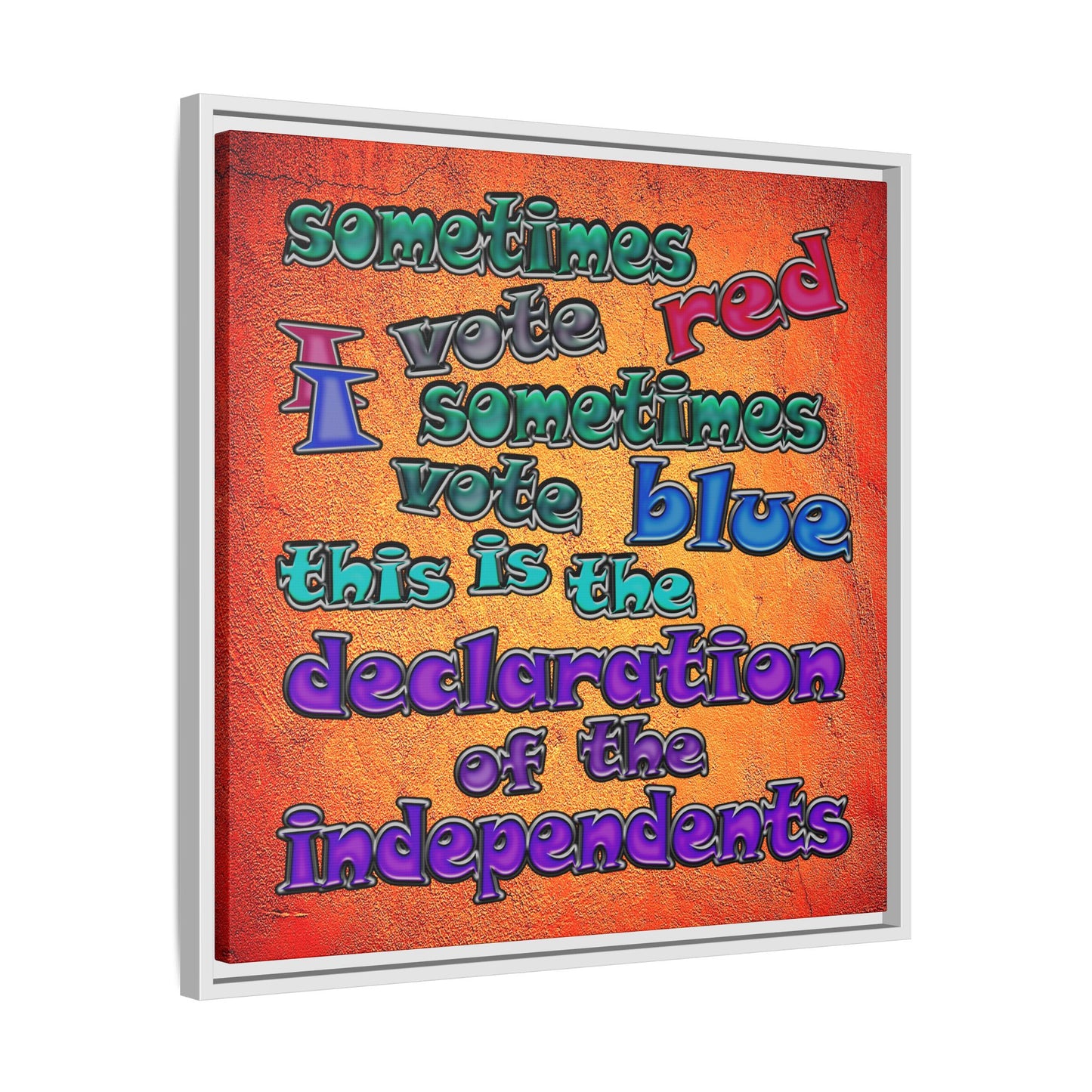 declaration of the independents - framed canvas art (burnt orange)