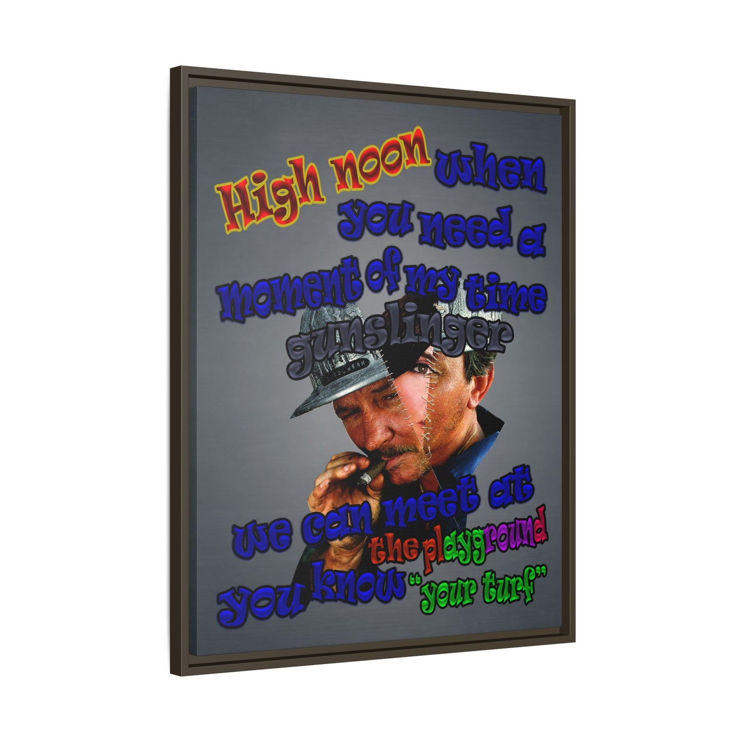 high noon - framed canvas art (grey-light grey)