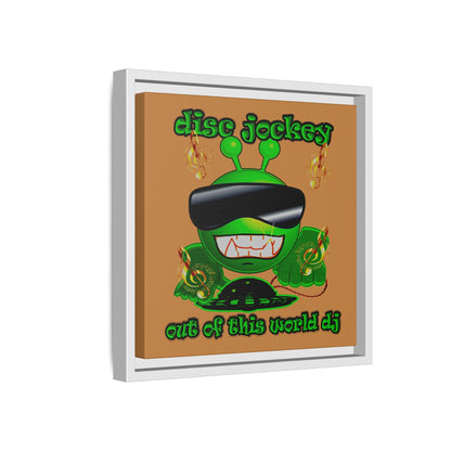 disc jockey - framed canvas art (light brown)