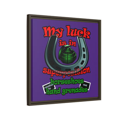 my luck - framed canvas art (purple)