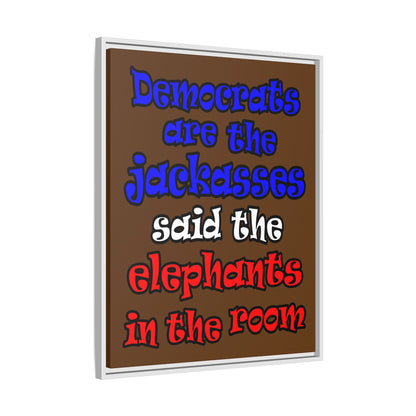 donkeys and elephants - framed canvas art (brown)