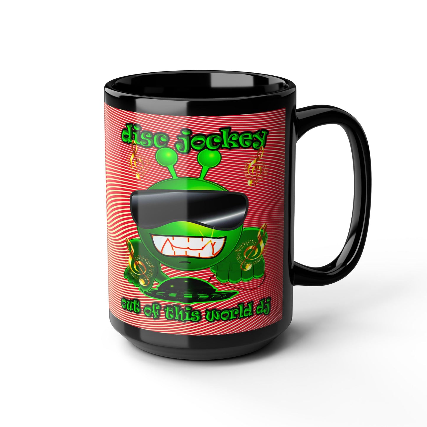 disc jockey - Black Mug (yellow-orange wave)