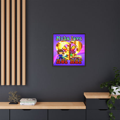 love peace - framed canvas art (purple-pink wave)