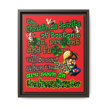 christmas spirits of boston - framed canvas art (red)