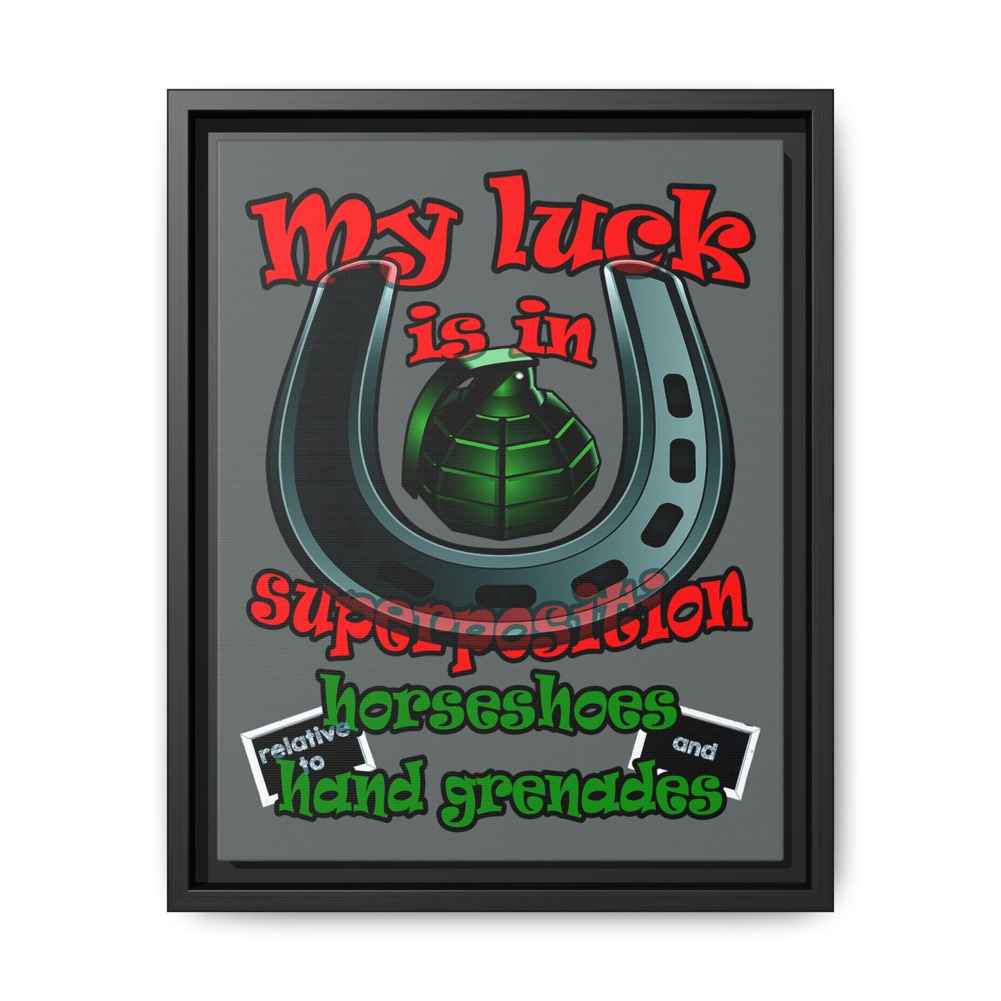 my luck - framed canvas art (dark grey)