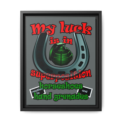 my luck - framed canvas art (dark grey)