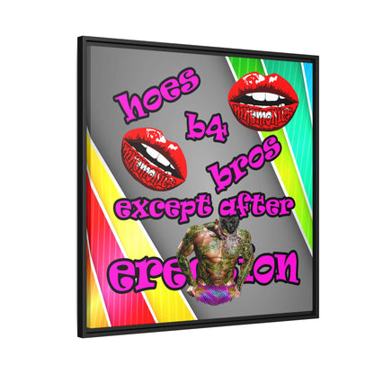 hoes b4 bros - framed canvas art (rainbow split)