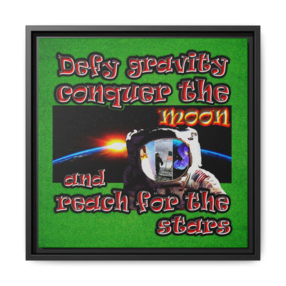 defy conquer reach - framed canvas art (green turf)