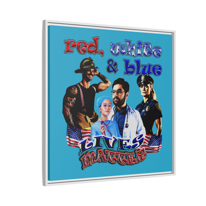 rw&b lives matter - framed canvas art (turquoise)
