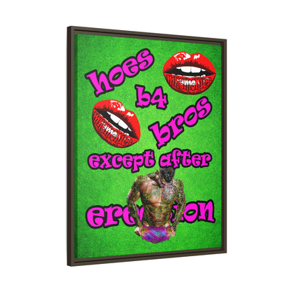 hoes b4 bros - framed canvas art (green turf)