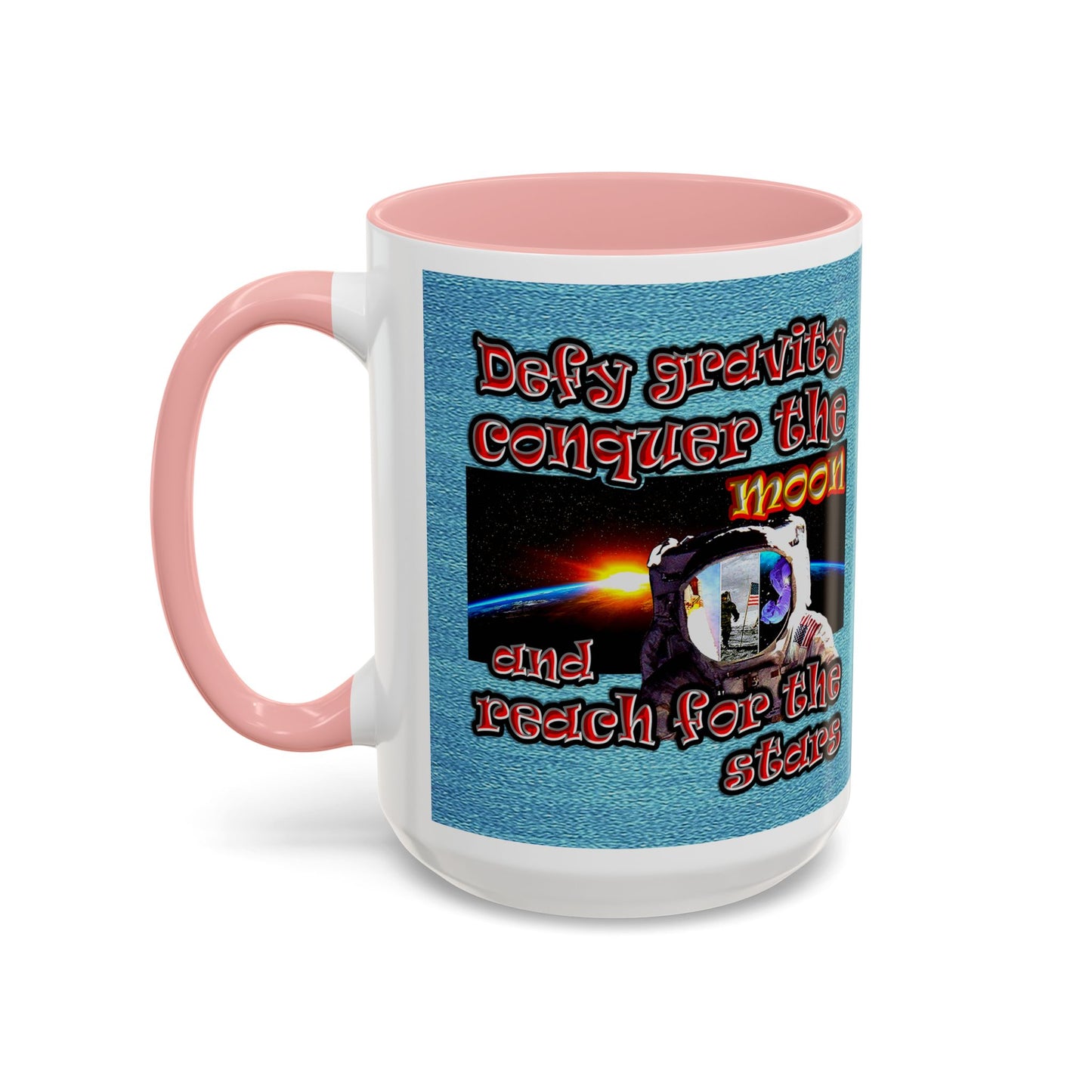 defy conquer reach - Accent Mug (faded blue)