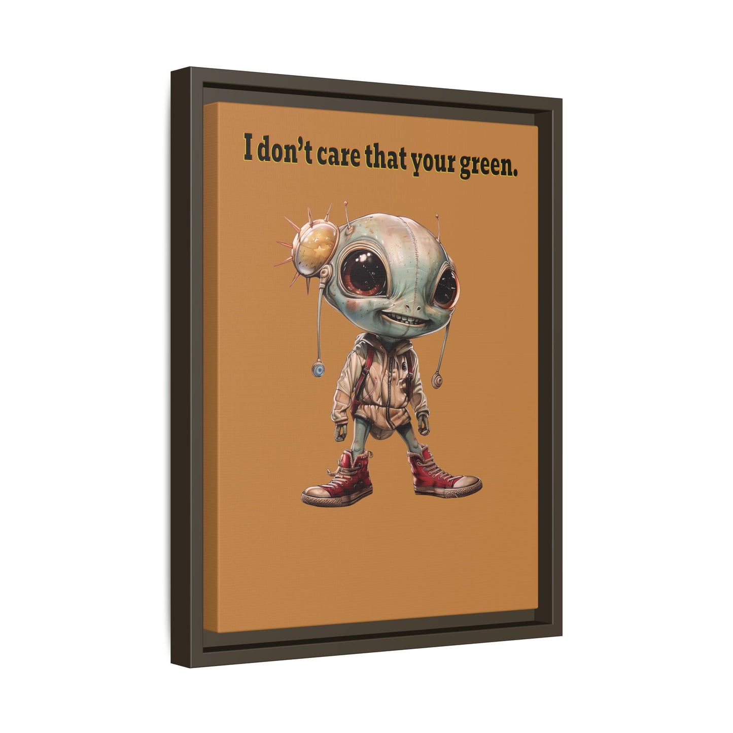 I don't care that your green - framed canvas art (light brown)