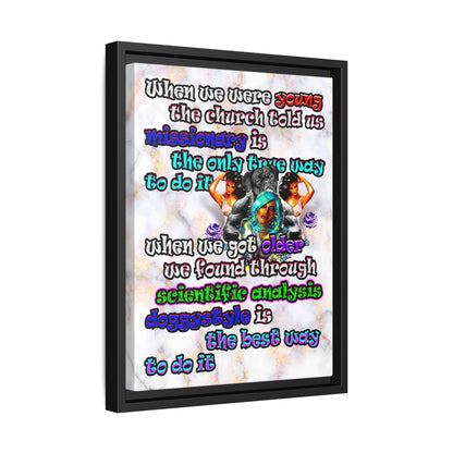 doggystyle - framed canvas art (white marble)