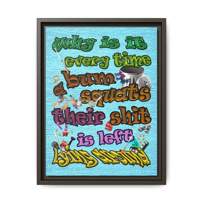 the bum's shit - framed canvas art (faded blue)
