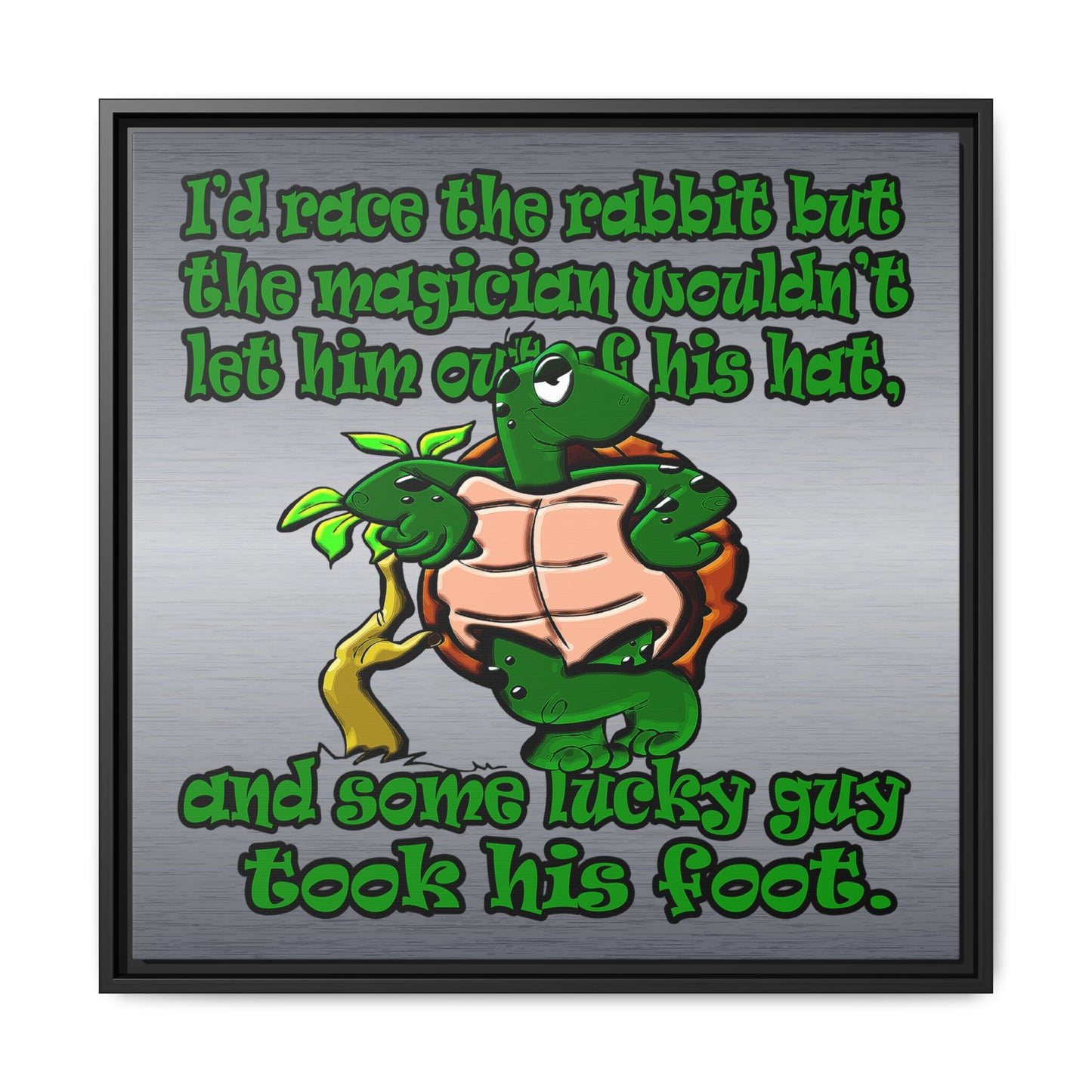 turtle race - framed canvas art (brushed nickel)