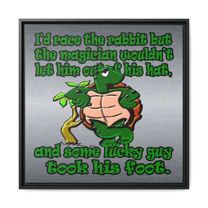 turtle race - framed canvas art (brushed nickel)