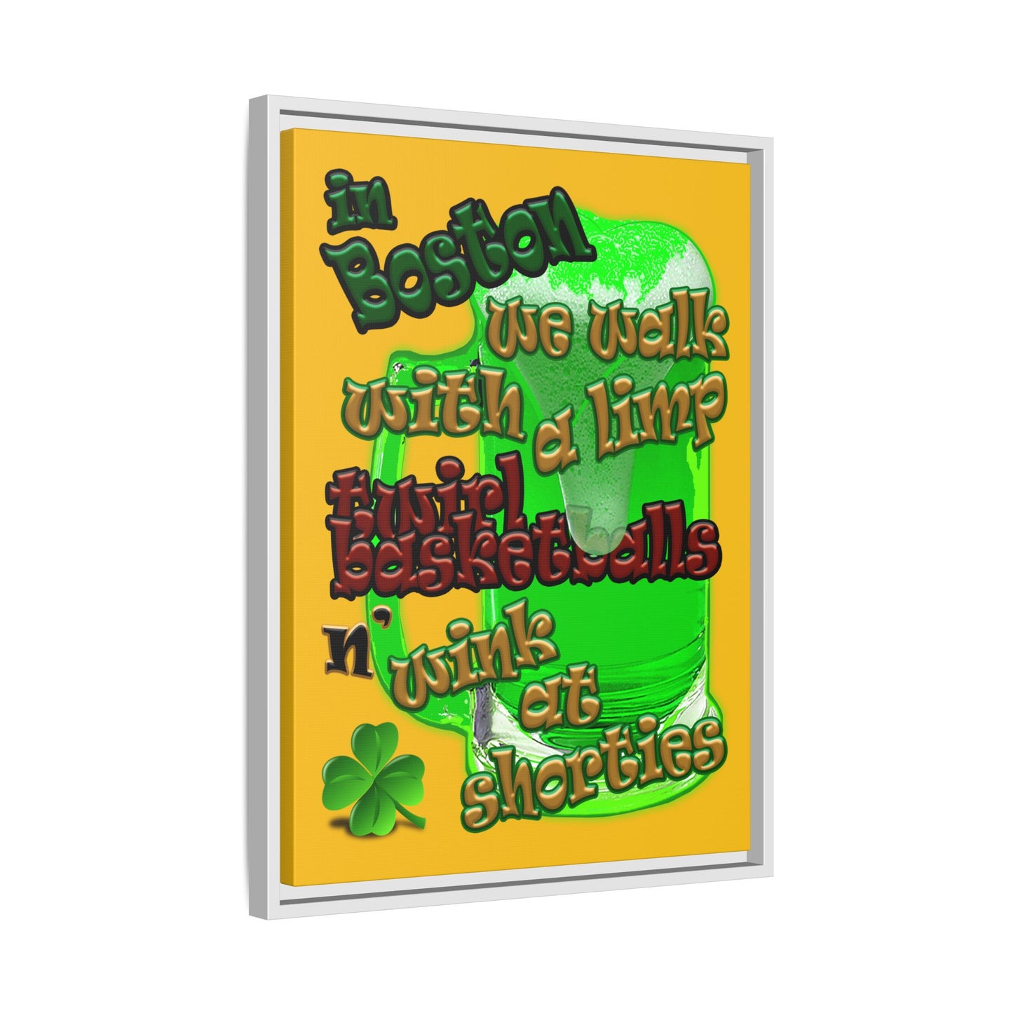 celtics logo - framed canvas art (yellow)