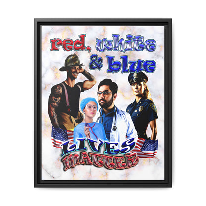 rw&b lives matter - framed canvas art (white marble)