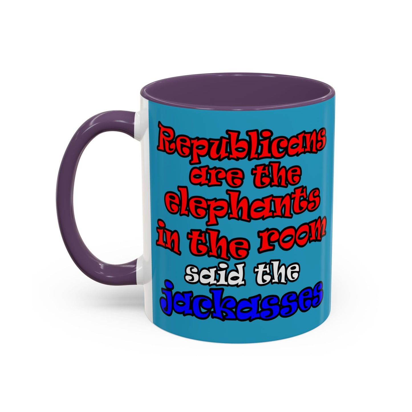 donkeys and elephants - Accent Mug (turquoise)
