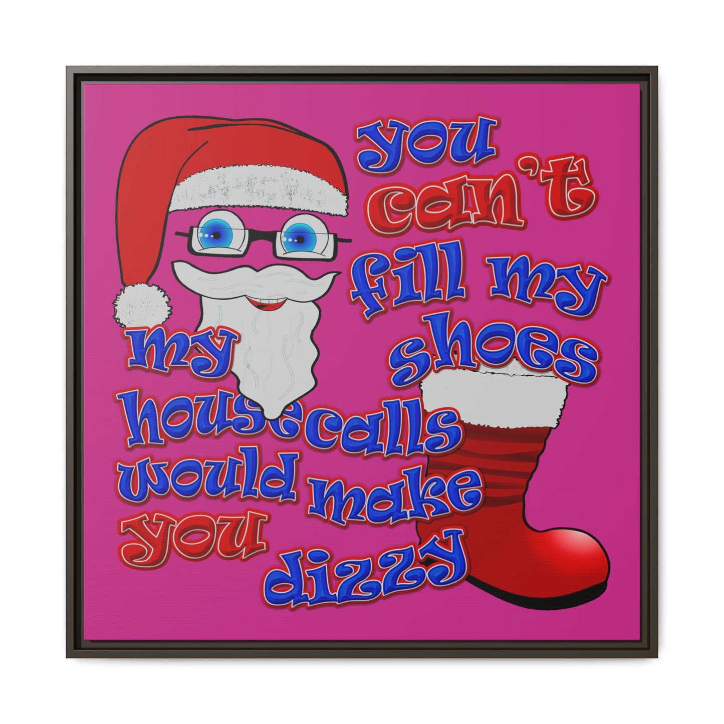 santa's shoes - framed canvas art (pink)