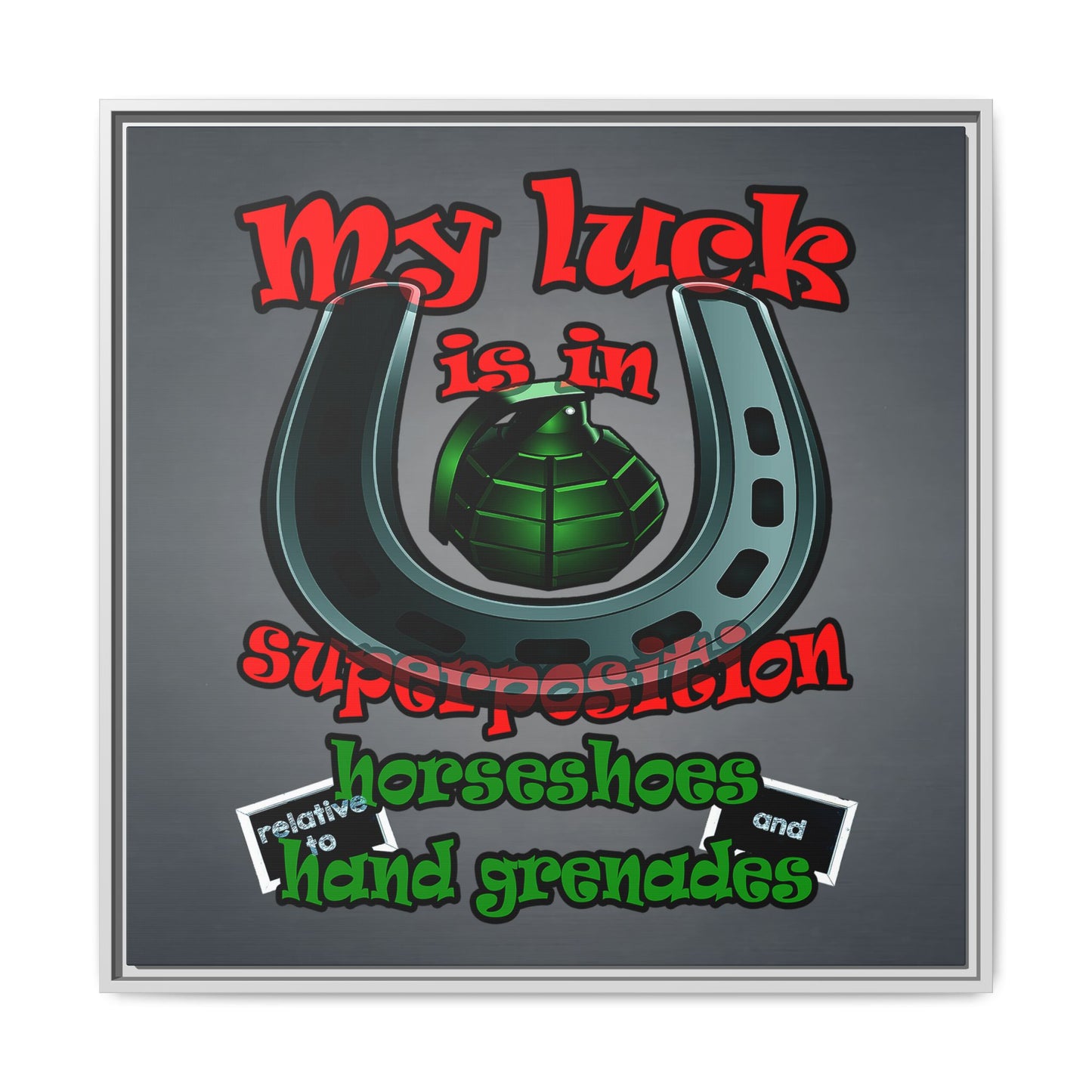 my luck - framed canvas art (grey-light grey)