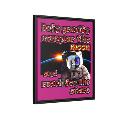defy conquer reach - framed canvas art (pink)