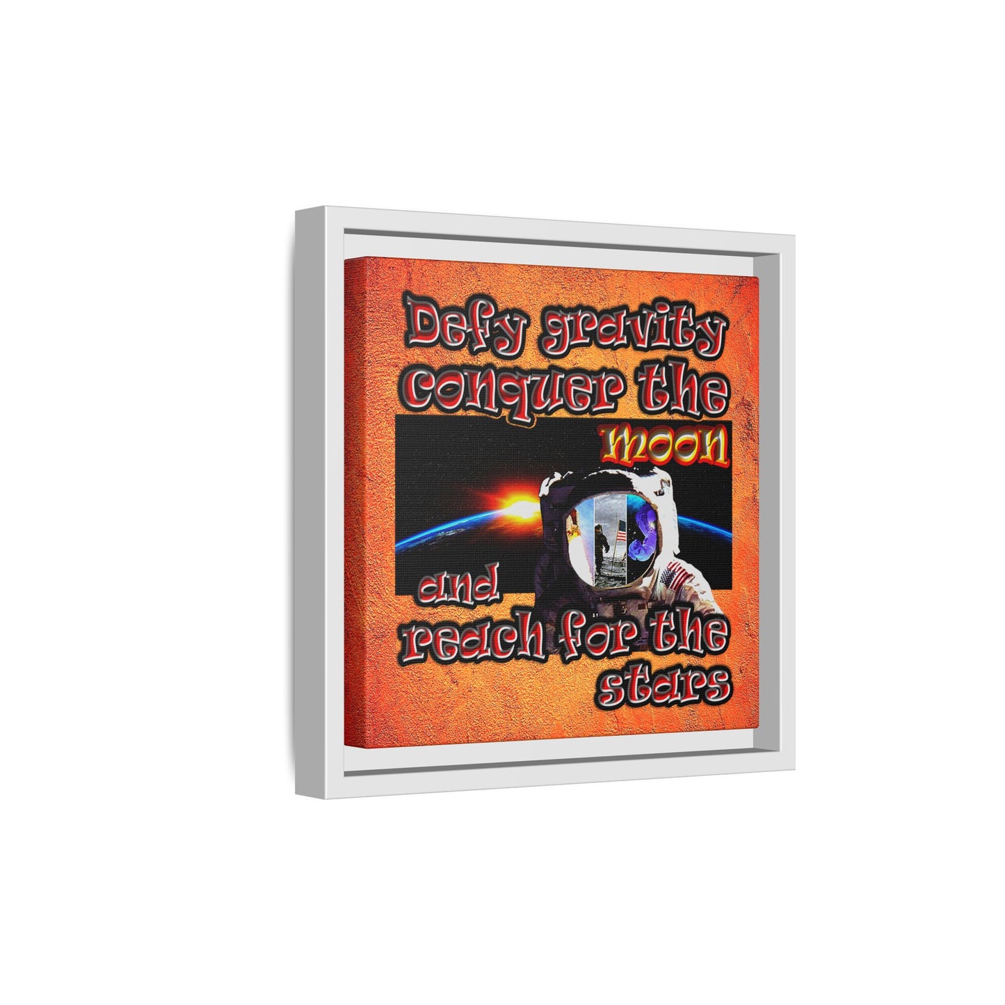 defy conquer reach - framed canvas art (burnt orange)