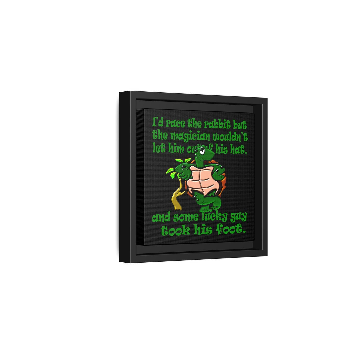 turtle race - framed canvas art (black)