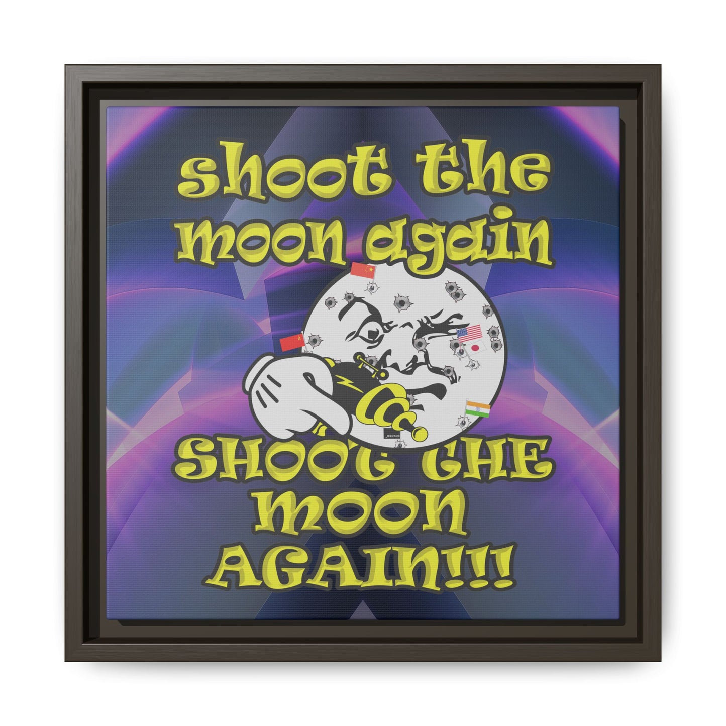 shoot the moon again - framed canvas art (grey-pink wave)
