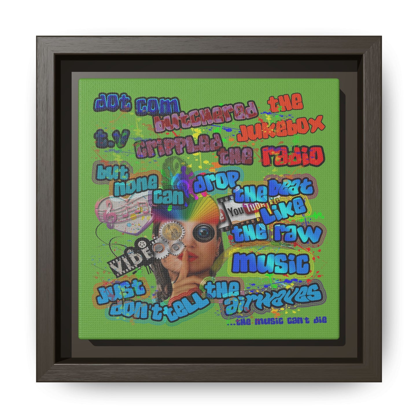 drop the beat - framed canvas art (green)