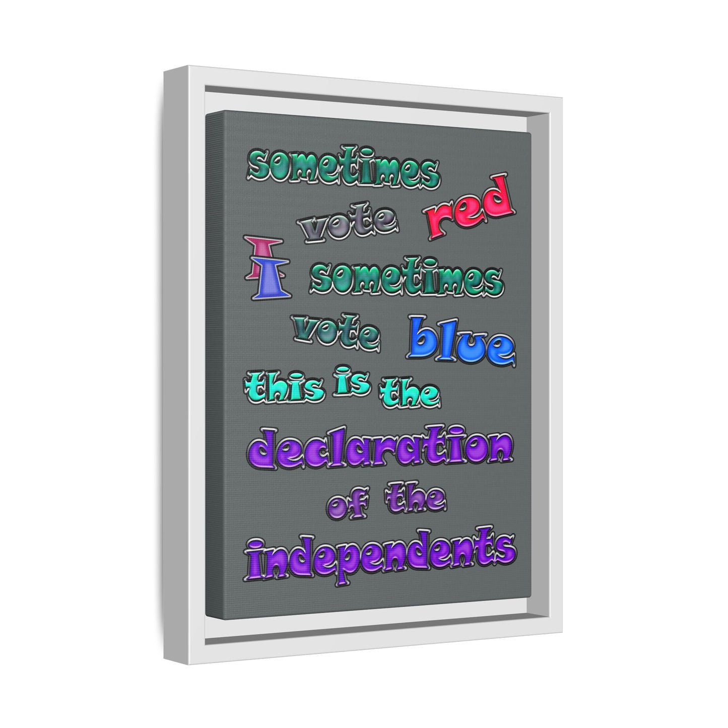 declaration of the independents - framed canvas art (dark grey)