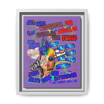 drop the beat - framed canvas art (light purple)