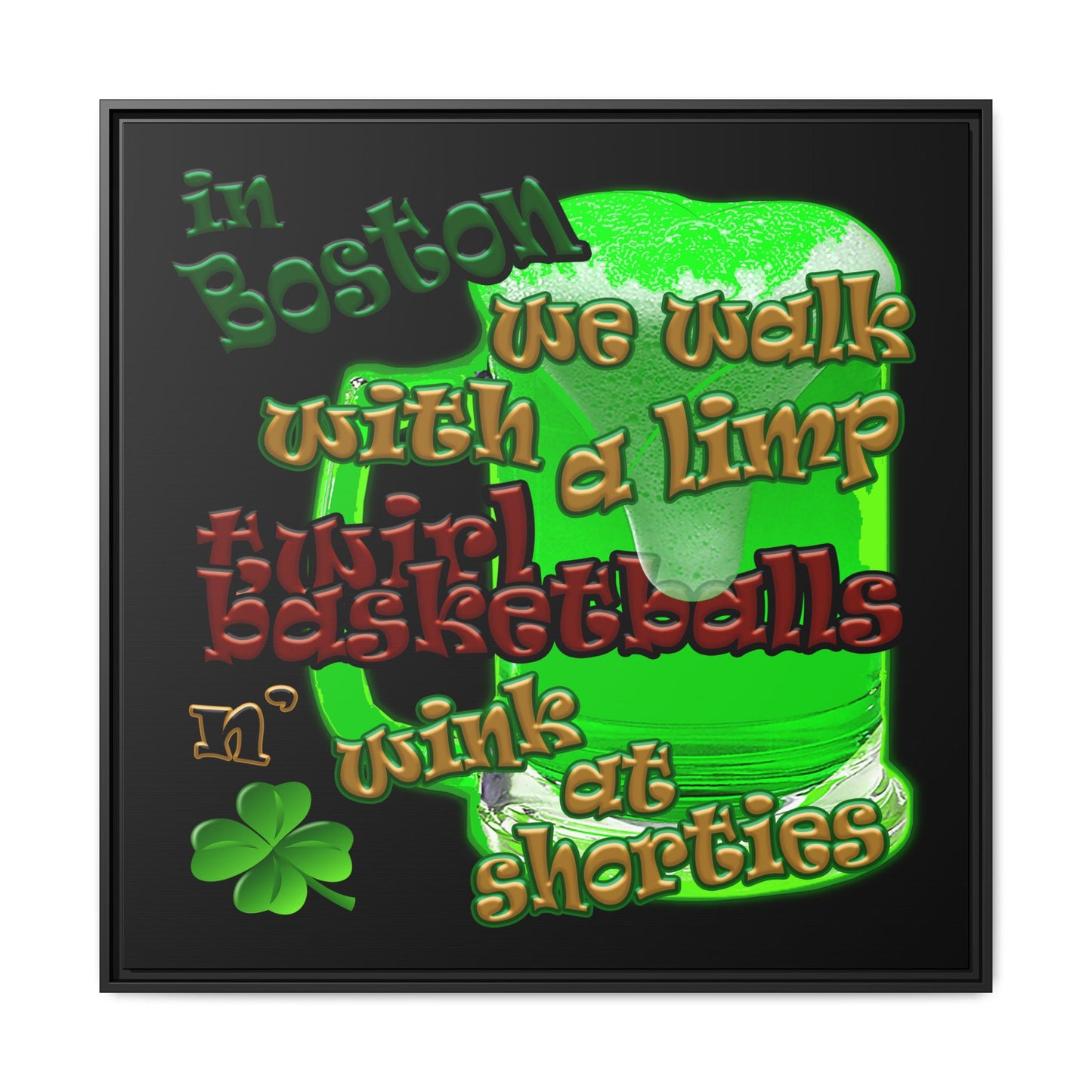 celtics logo - framed canvas art (black)