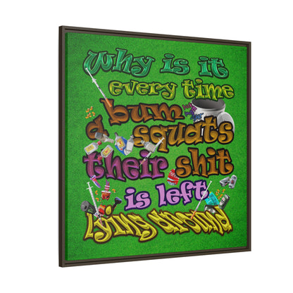 the bum's shit - framed canvas art (green turf)