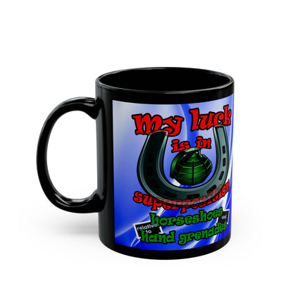 my luck - Black Mug (blue-white wave)