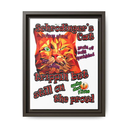 schrodinger's cat - framed canvas art (white)