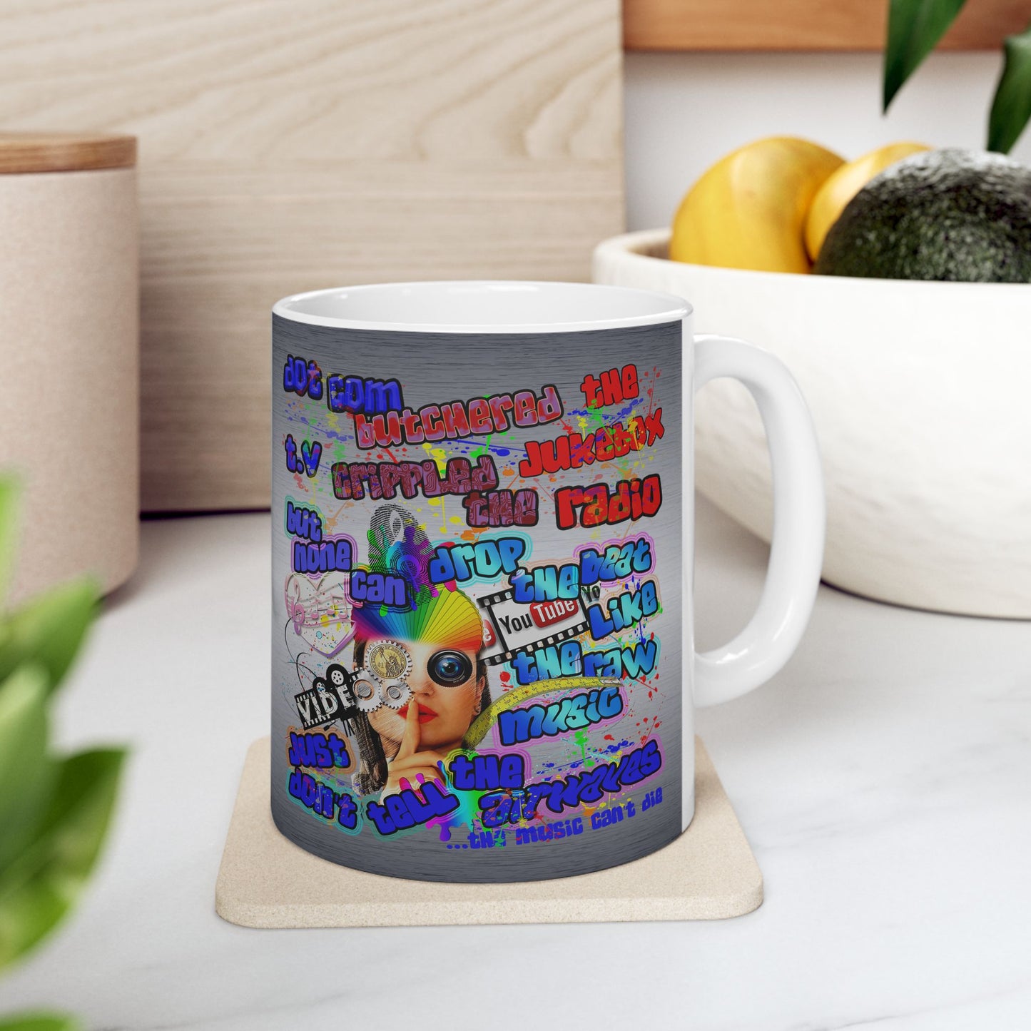 drop the beat - White Mug (brushed nickel)