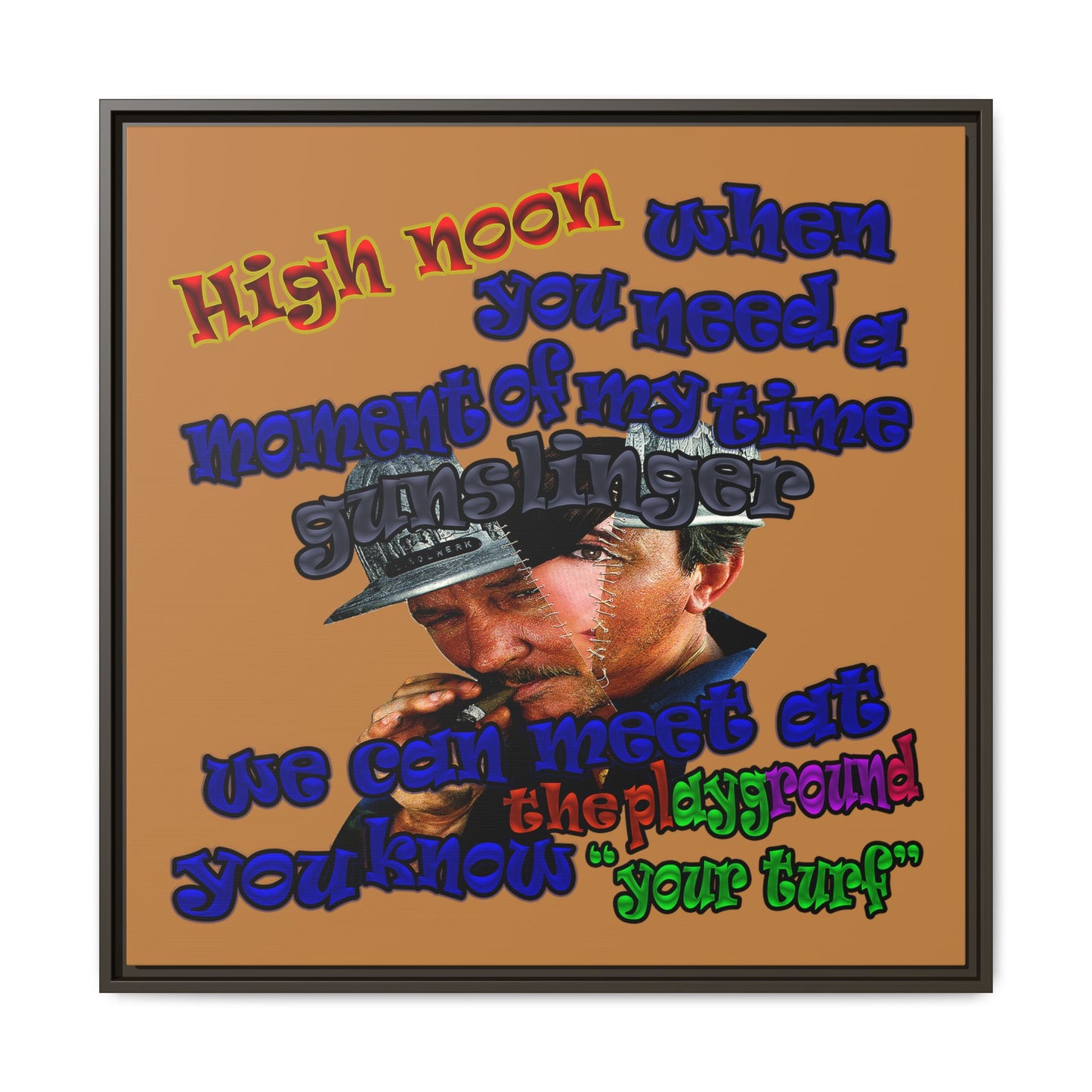 high noon - framed canvas art (light brown)