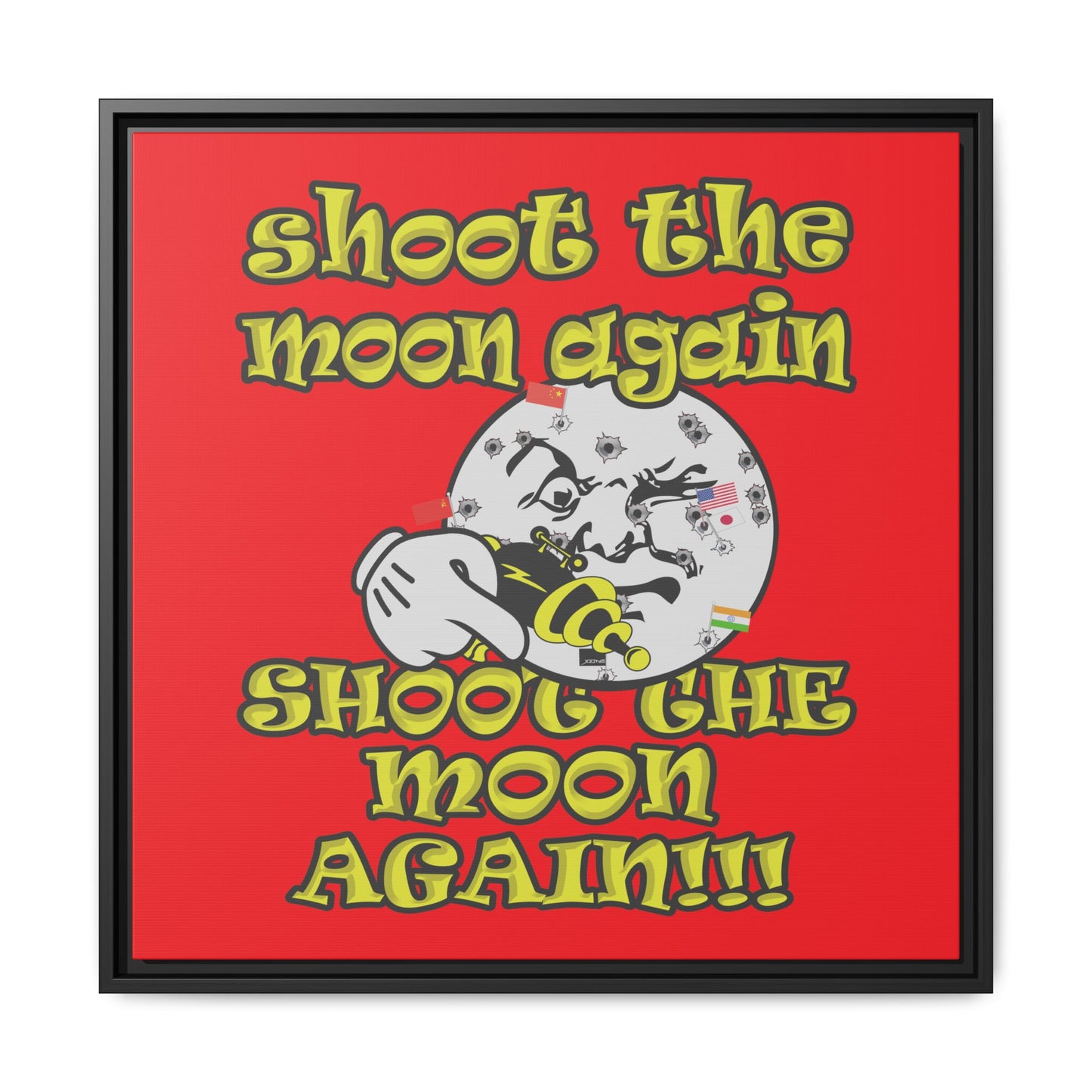 shoot the moon again - framed canvas art (red)