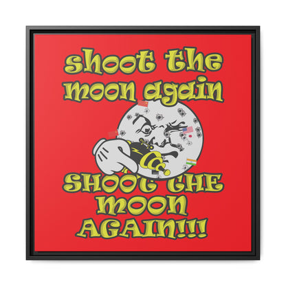 shoot the moon again - framed canvas art (red)