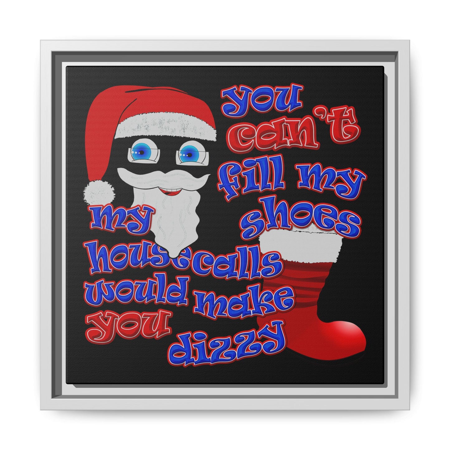 santa's shoes - framed canvas art (black)