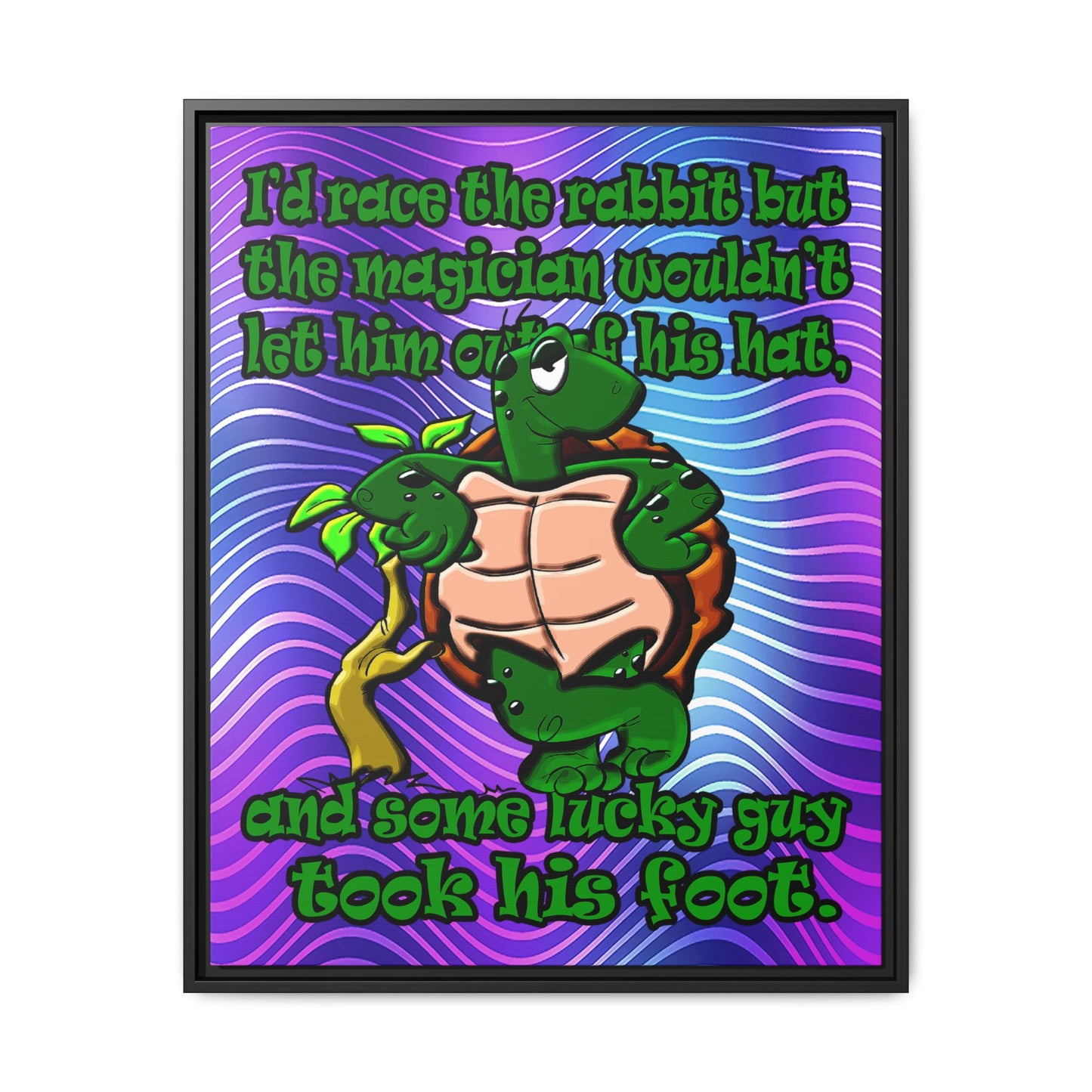 turtle race - framed canvas art (purple wave)