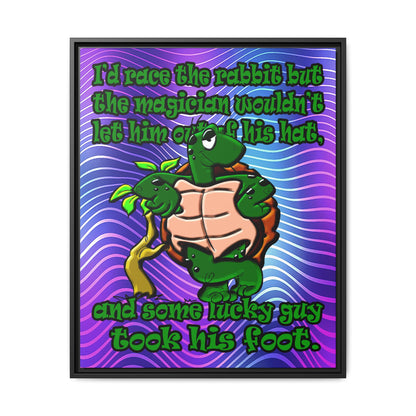 turtle race - framed canvas art (purple wave)